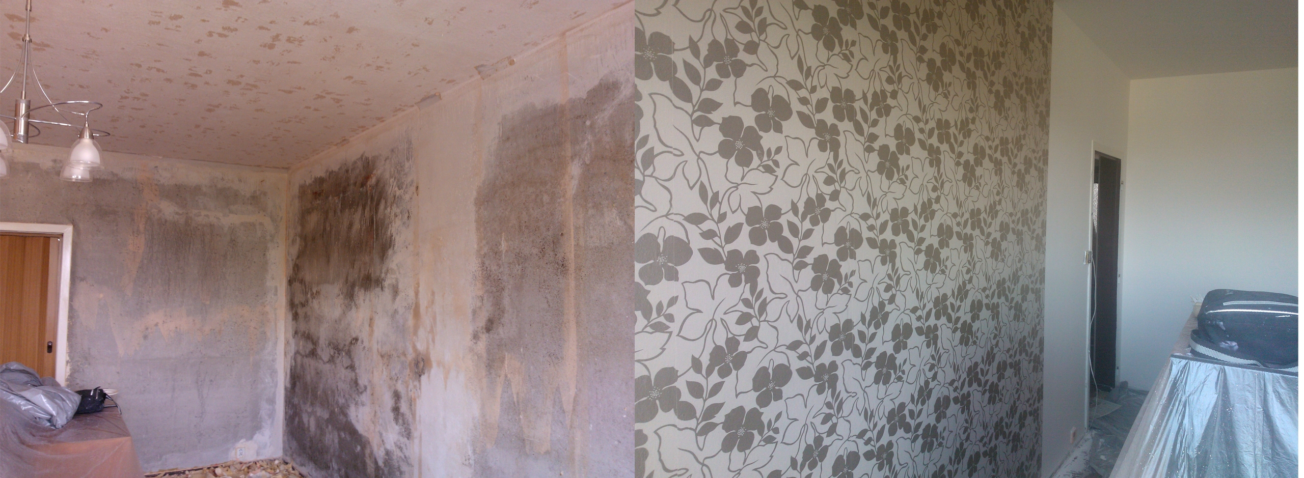 Škrábání tapet, stěrkování stěn, malování pokoje a tapetování jedné stěny